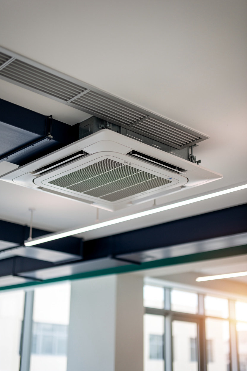 Thermo Dynamics Engineering commercial ceiling air conditioning unit and ventilation outlet serviced for offices and schools in Doha, Qatar